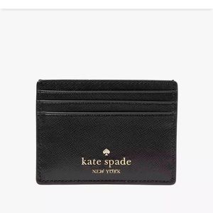 Kate Spade Madison Saffiano Leather Small Slim Card Holder
COLOR: Black 
NWT